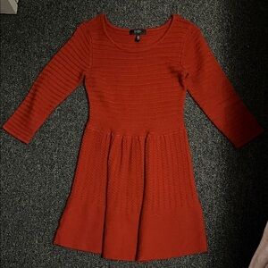 Women’s Dark Red Knit Fit-and-Flare Sweater Dress